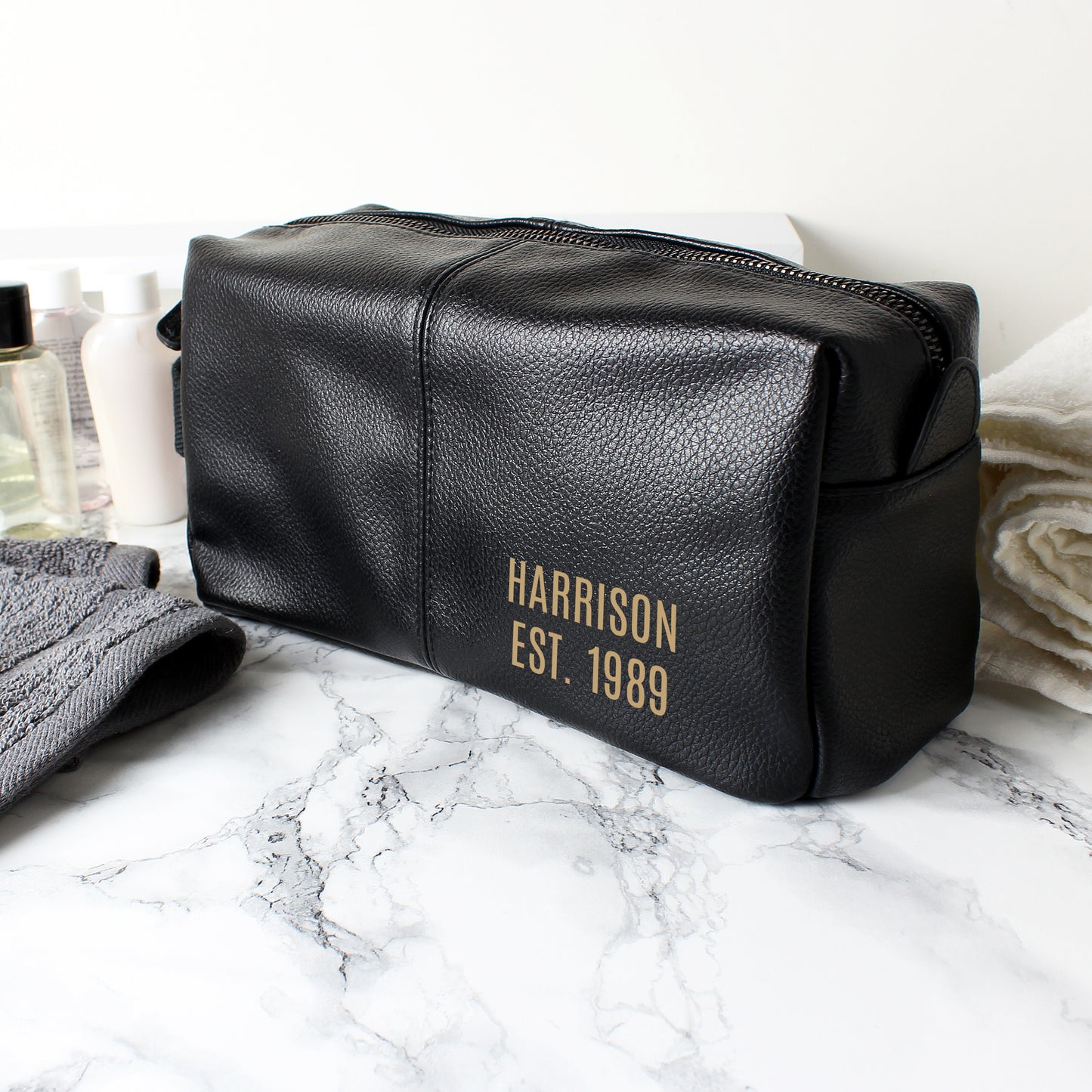 Personalised Luxury leatherette Wash Bag