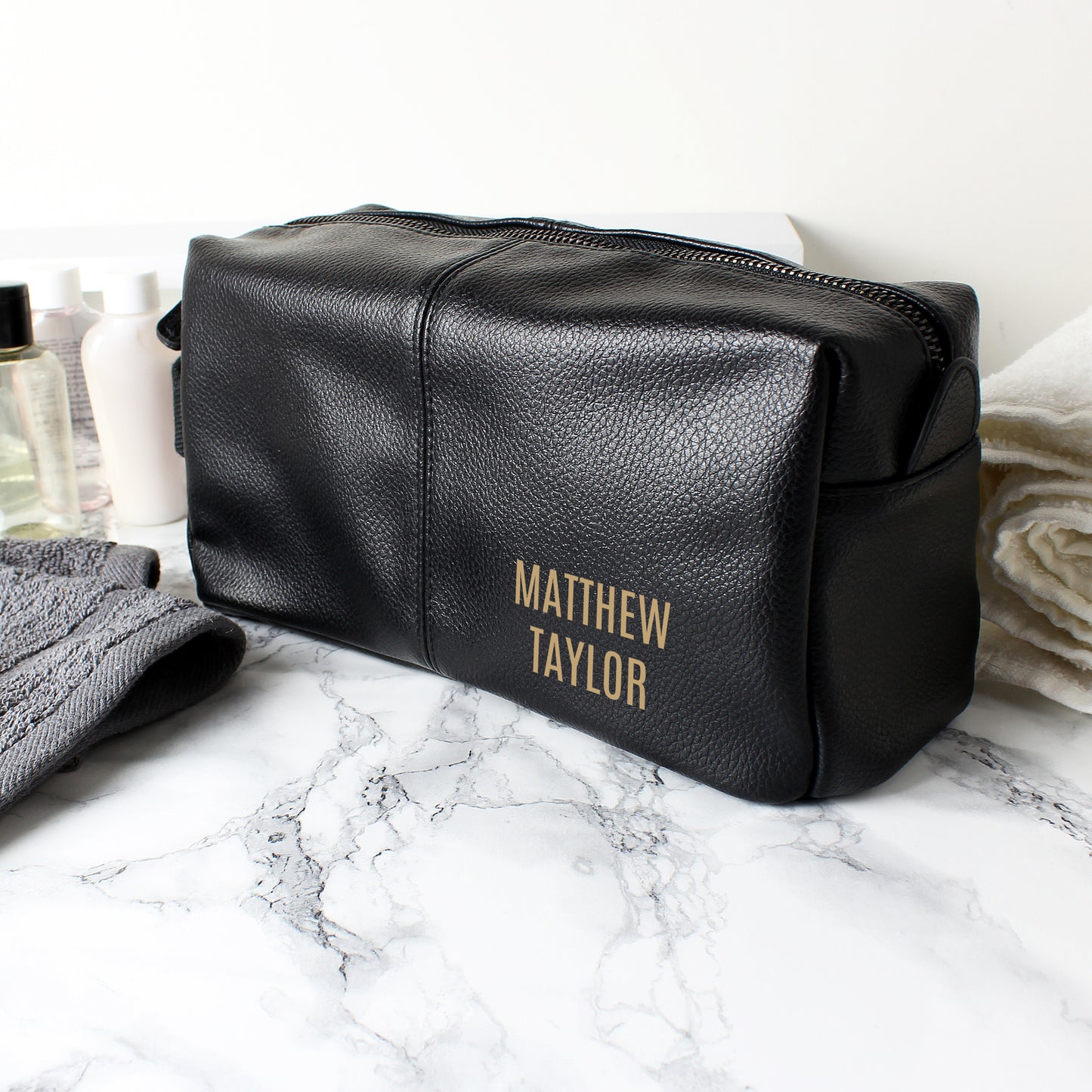 Personalised Luxury leatherette Wash Bag