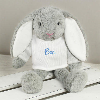 Personalised Blue Sitting Bunny Rabbit 16cm