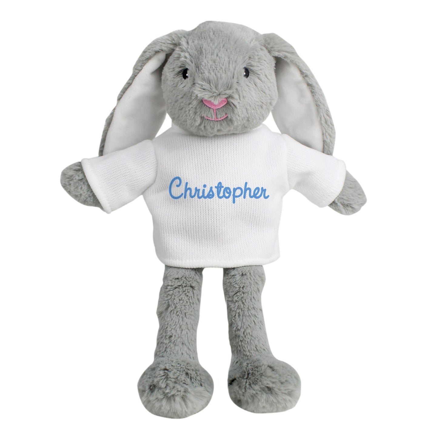 Personalised Blue Sitting Bunny Rabbit 16cm