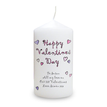 Personalised Happy Valentines Day Pillar Candle