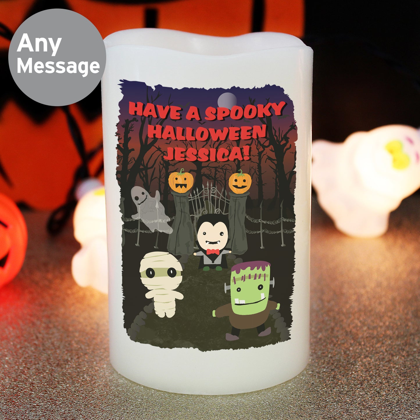 Personalised Halloween LED Candle 13cm
