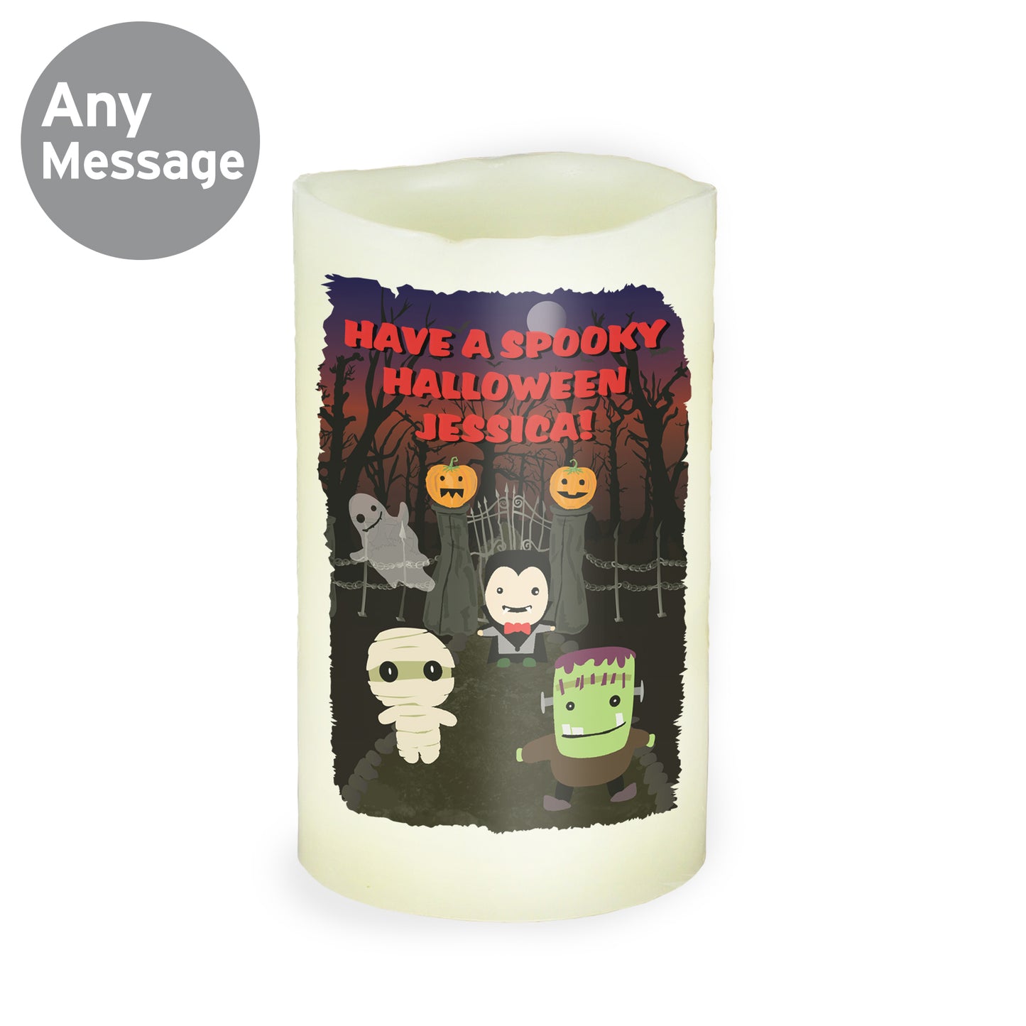 Personalised Halloween LED Candle 13cm