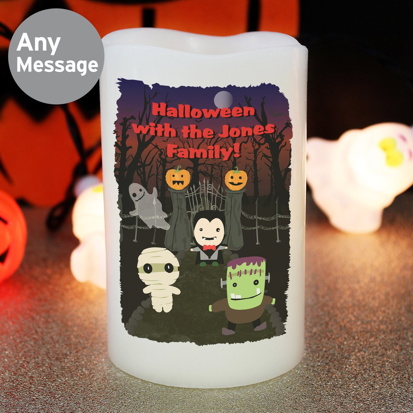 Personalised Halloween LED Candle 13cm
