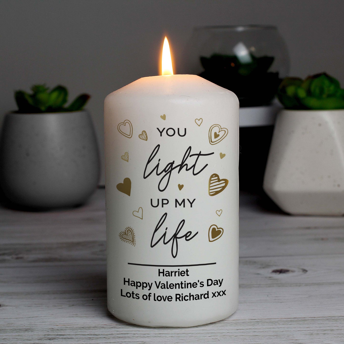 Personalised You Light Up My Life Pillar Candle