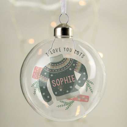 Personalised Cosy Christmas Glass Bauble