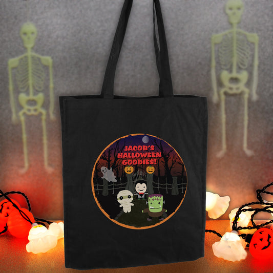 Personalised Halloween Black Cotton Bag 41cm
