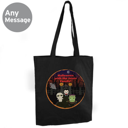 Personalised Halloween Black Cotton Bag 41cm