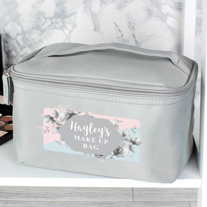 Personalised Floral Grey Vanity bag
