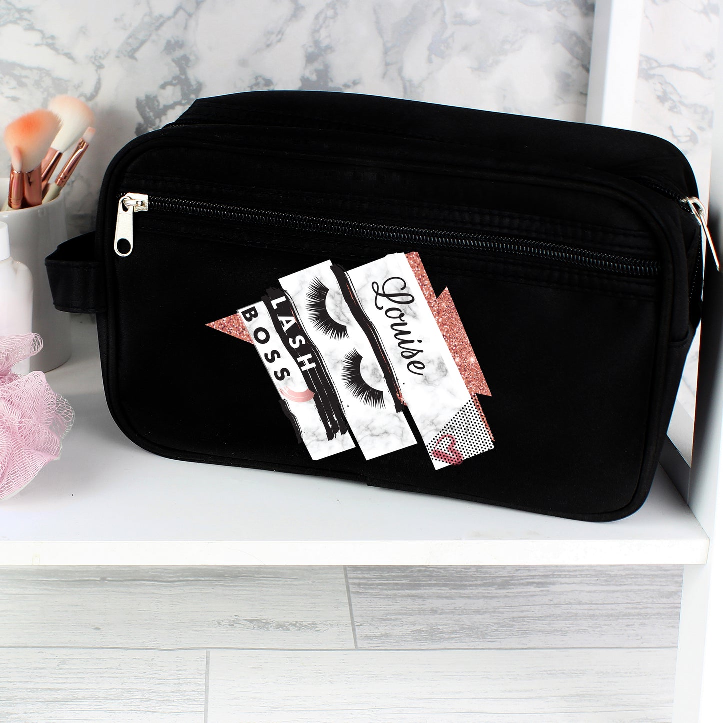 Vanity Bag Personalised Eyelash Boss Black Design