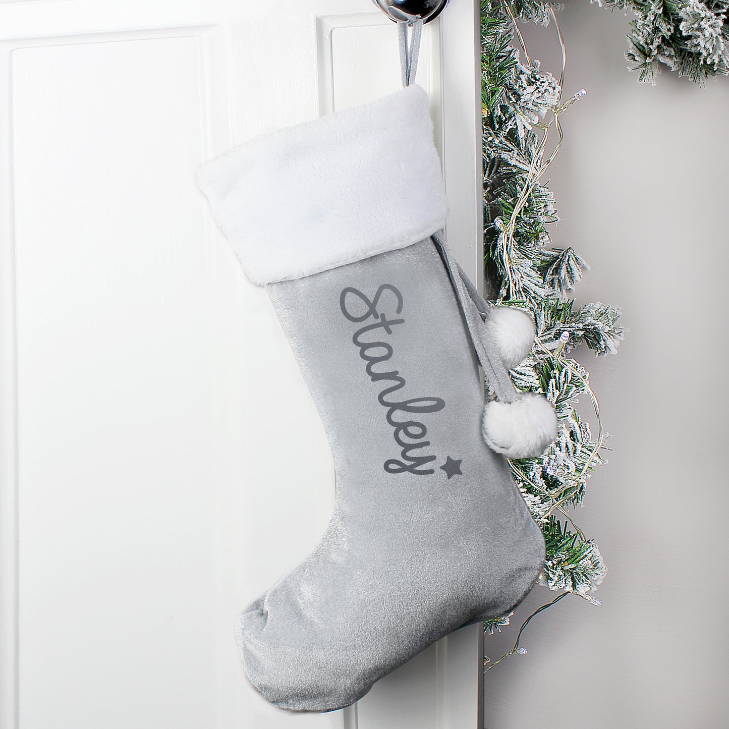 Personalised Silver Grey Christmas Stocking 50cm