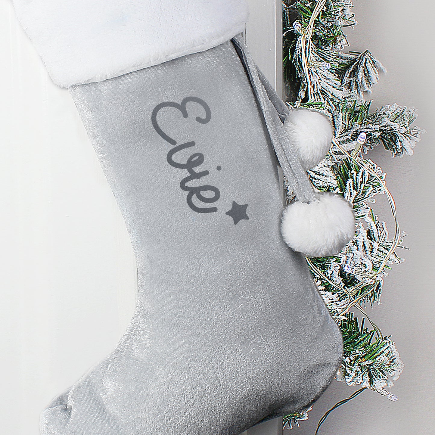 Personalised Silver Grey Christmas Stocking 50cm