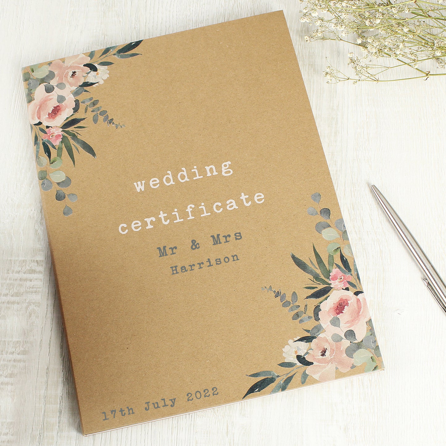Personalised Wedding Certificate Display Book 30cm