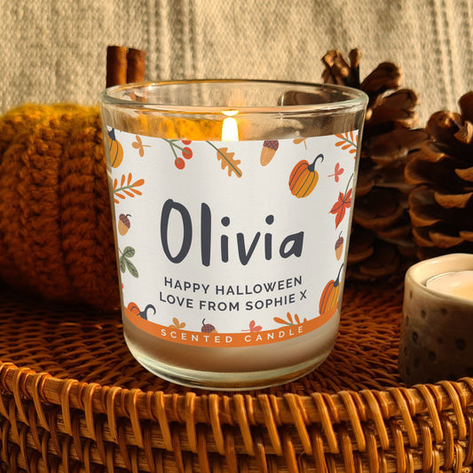 Personalised Pumpkin Jar Candle 8cm