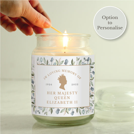 Personalised Queens Commemorative Large Vanilla Scented Candle Jar