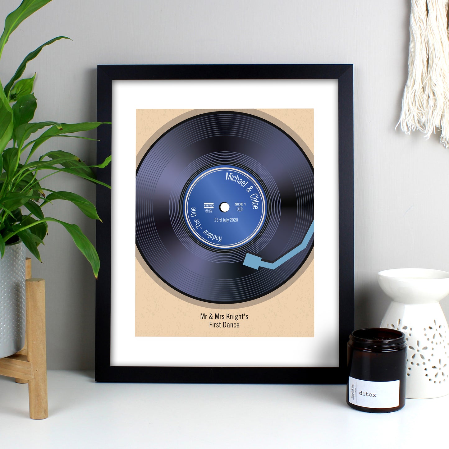 Personalised Retro Vinyl Black Framed Print