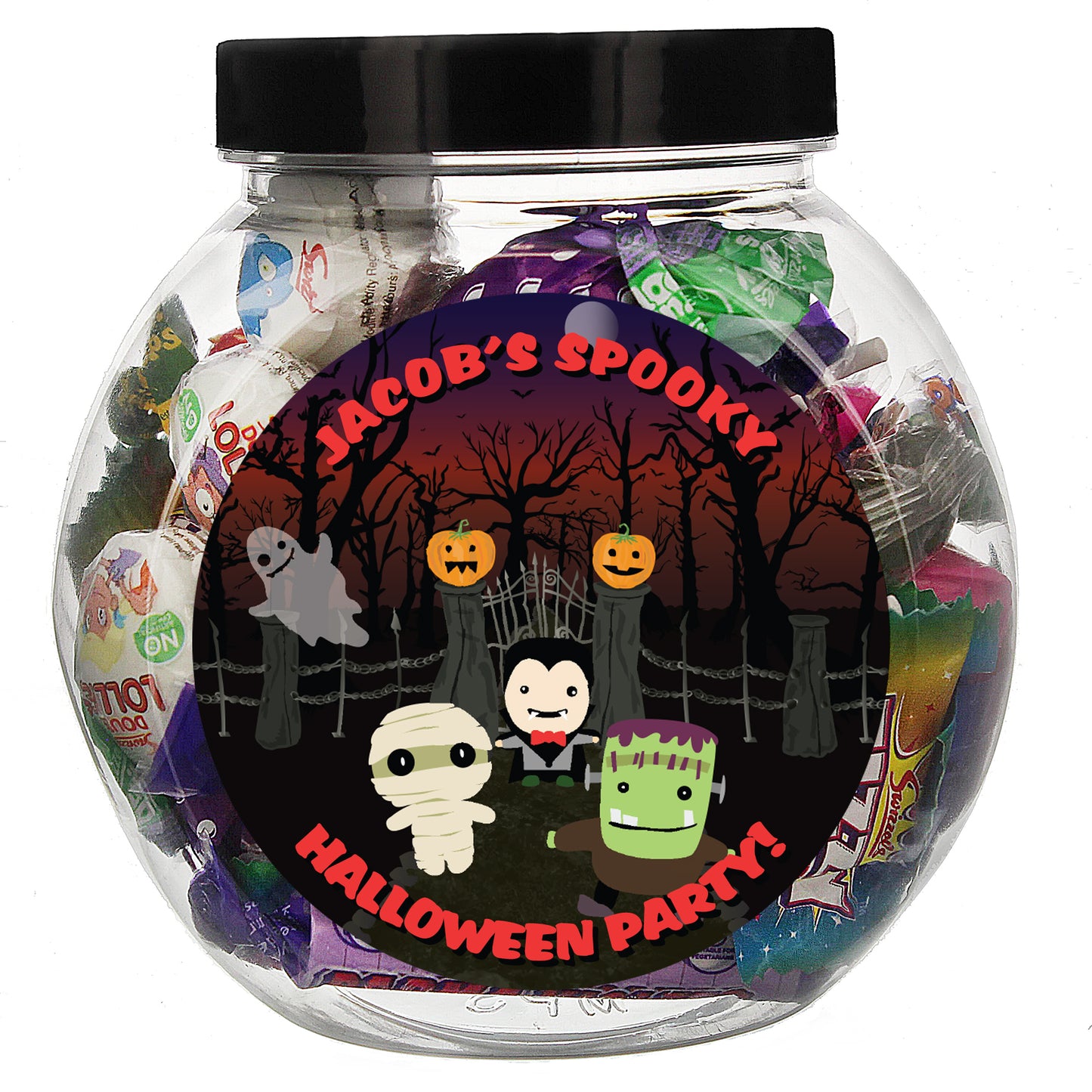 Personalised Halloween Sweet Jar 11cm 250g