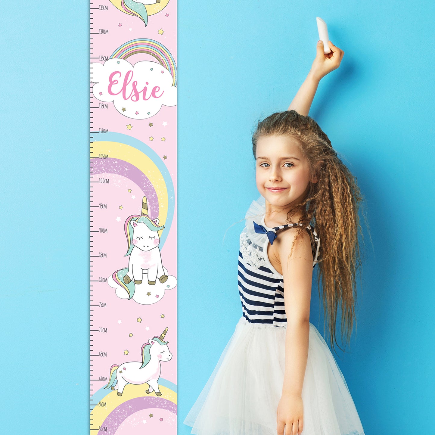 Personalised Unicorn Rainbow Children's Height Chart