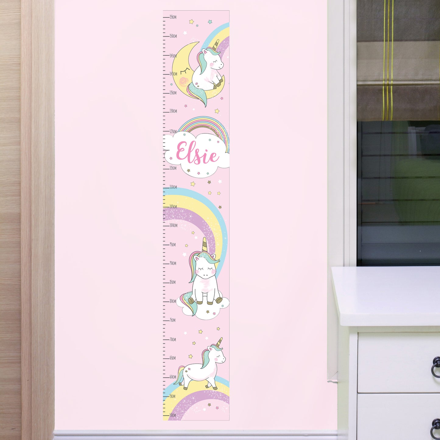 Personalised Unicorn Rainbow Children's Height Chart