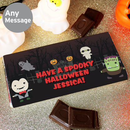 Personalised Halloween Milk Chocolate Bar 100g