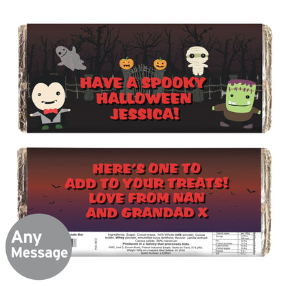 Personalised Halloween Milk Chocolate Bar 100g