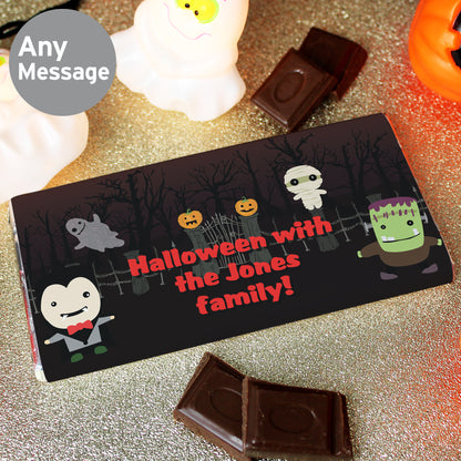 Personalised Halloween Milk Chocolate Bar 100g