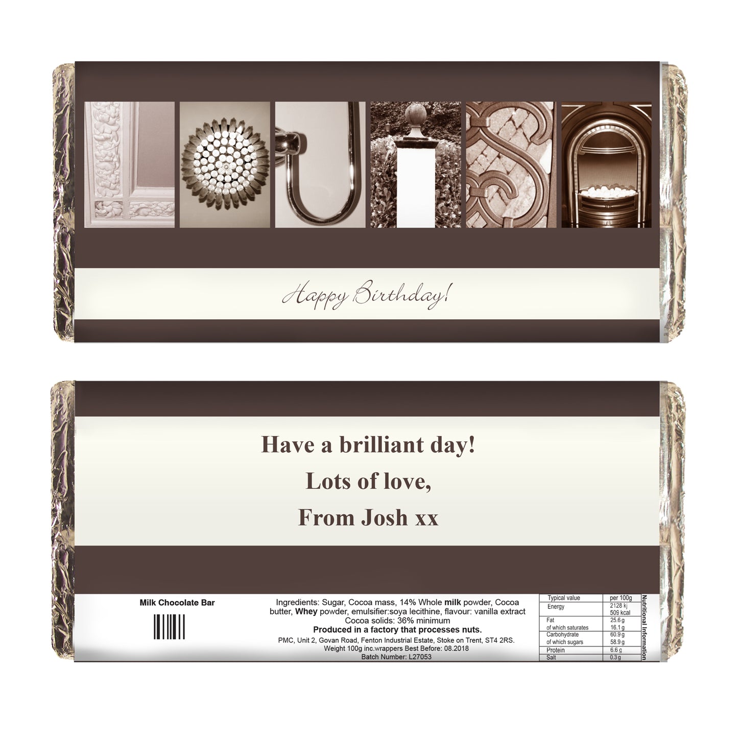 Personalised Affection Art Milk Chocolate Bar