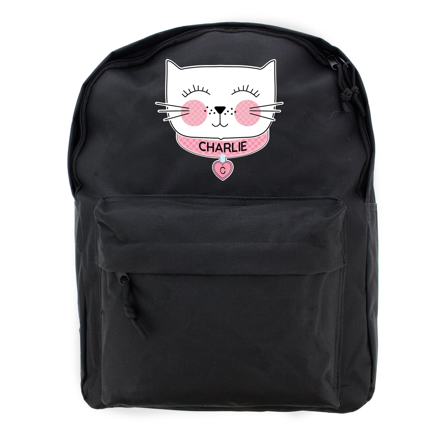 Personalised Cute Cat Black Backpack