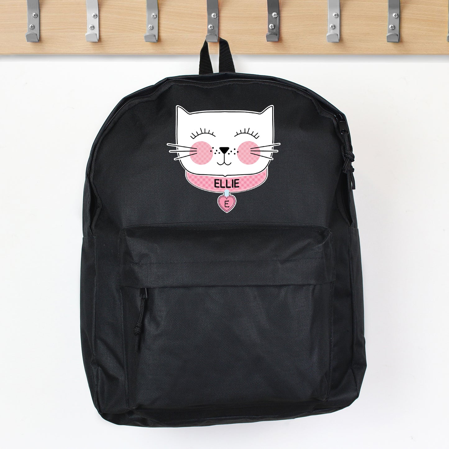 Personalised Cute Cat Black Backpack