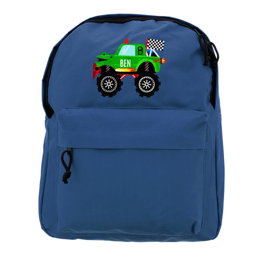 Personalised Monster Truck Blue Backpack