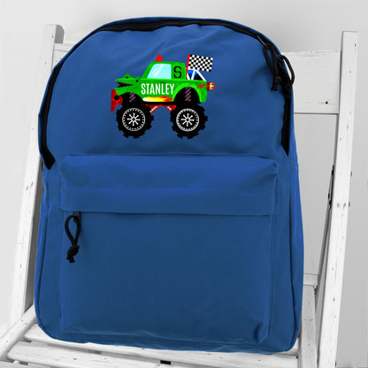 Personalised Monster Truck Blue Backpack