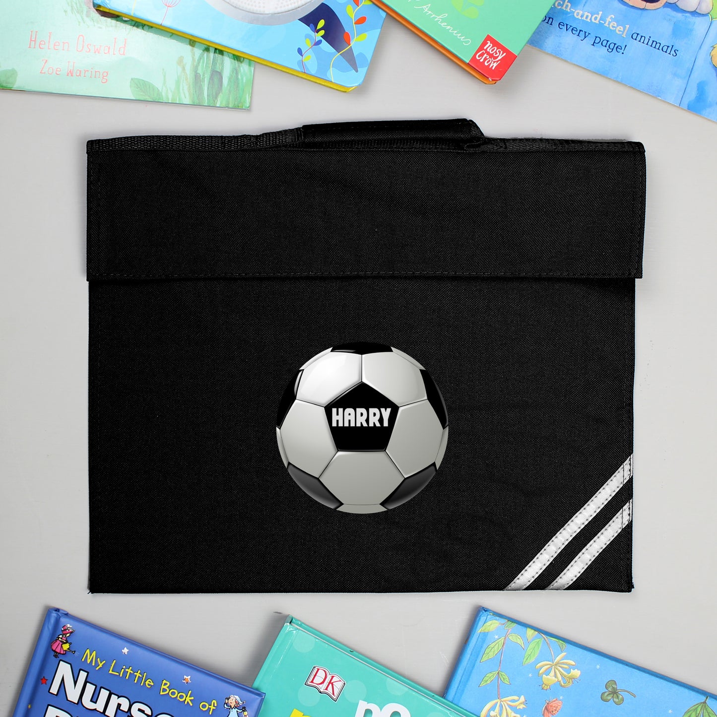 Personalised Football Fanatic Black School Book Bag