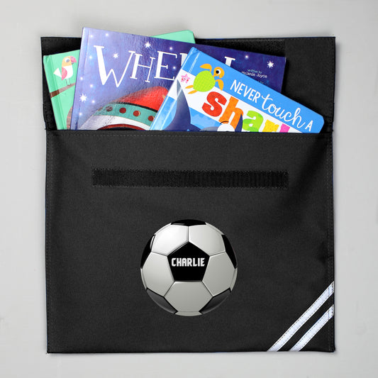 Personalised Football Fanatic Black School Book Bag