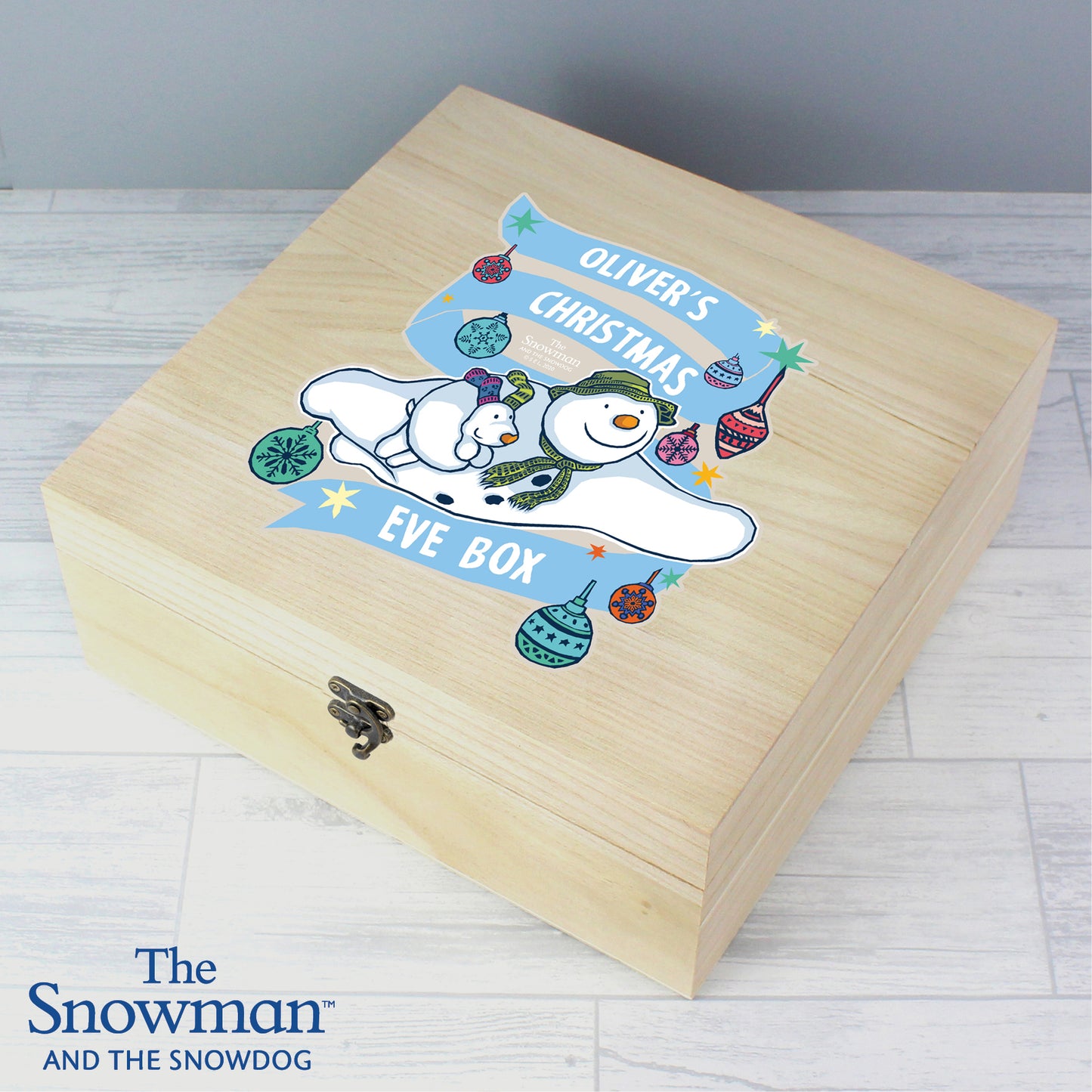 Personalised The Snowman Wooden Christmas Eve Box 28cm