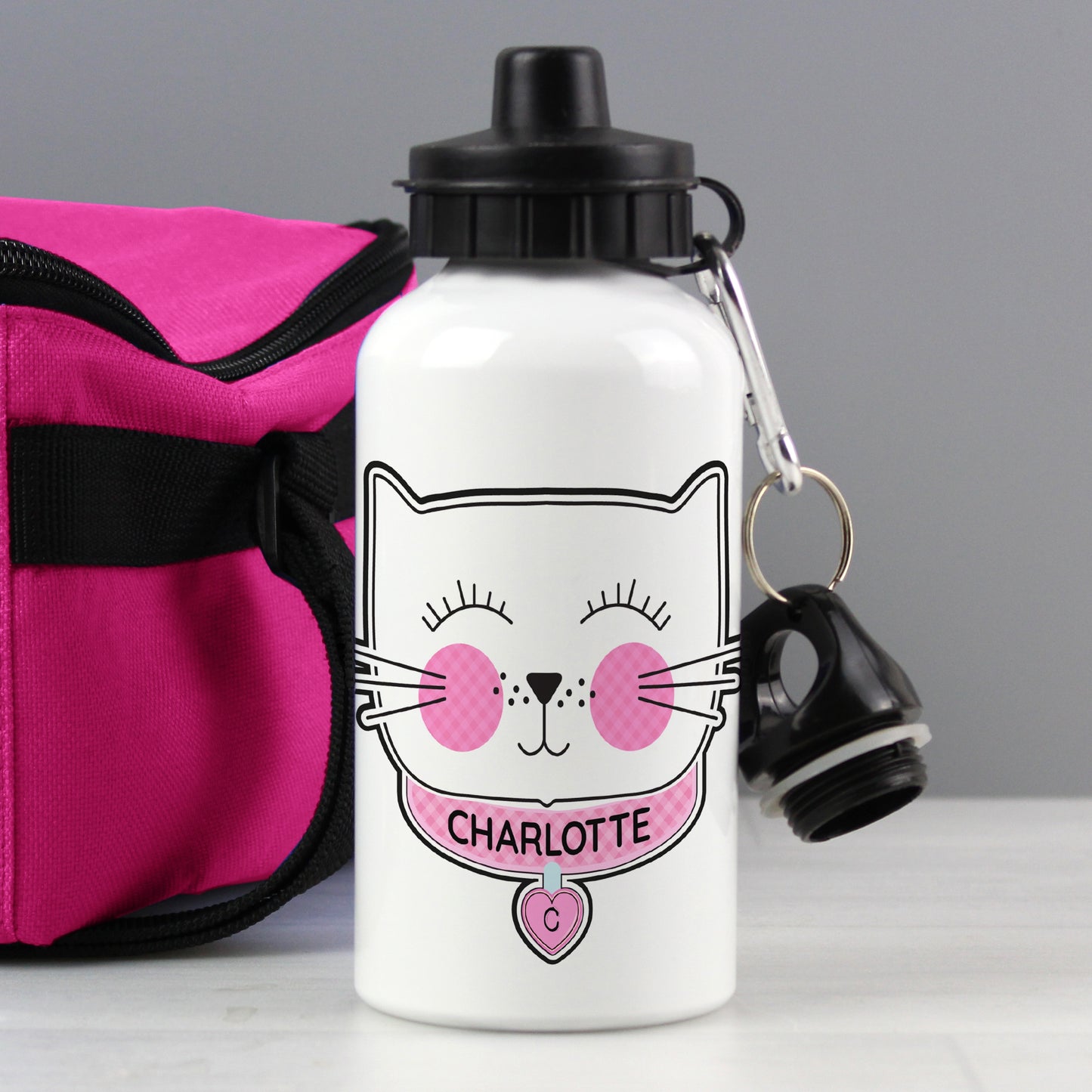 Personalised Cute Cat Drinks Bottle 400ml