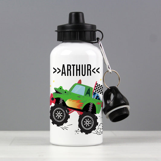 Personalised Monster Truck White Drinks Bottle 400ml