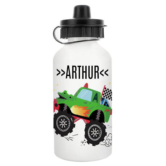 Personalised Monster Truck White Drinks Bottle 400ml