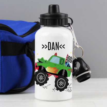 Personalised Monster Truck White Drinks Bottle 400ml