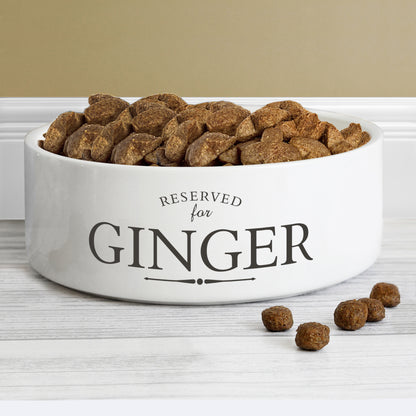 Personalised Reserved For White Pet Bowl White