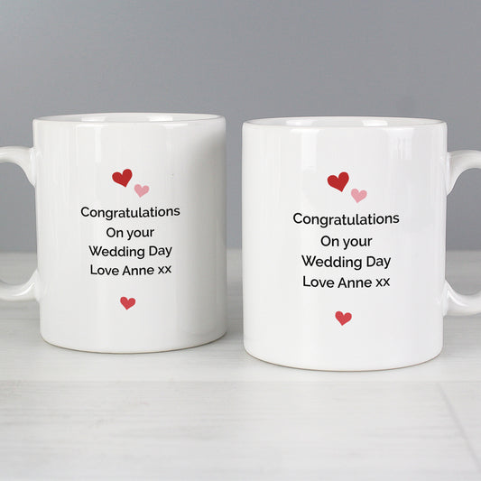 Personalised Mr and Mrs Valentine's Day Confetti Hearts Mug Set