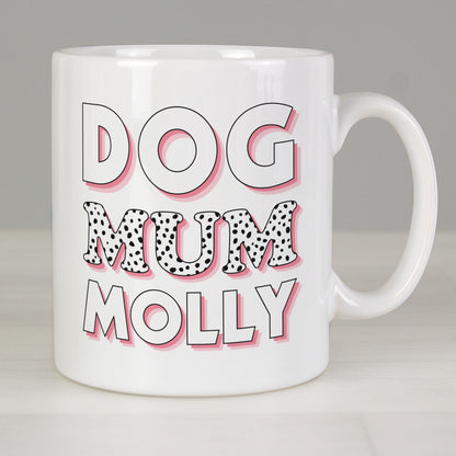 Personalised Dog Mum Pink Spots Ceramic Mug