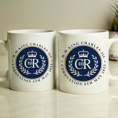 Personalised King Charles III Blue Crest Coronation Commemorative Mug