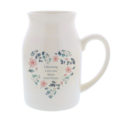 Flower Jug Personalised Floral Heart Design
