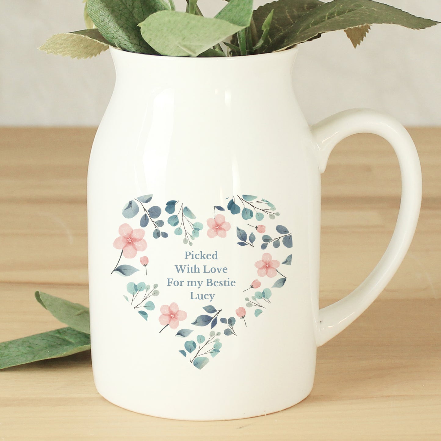 Flower Jug Personalised Floral Heart Design