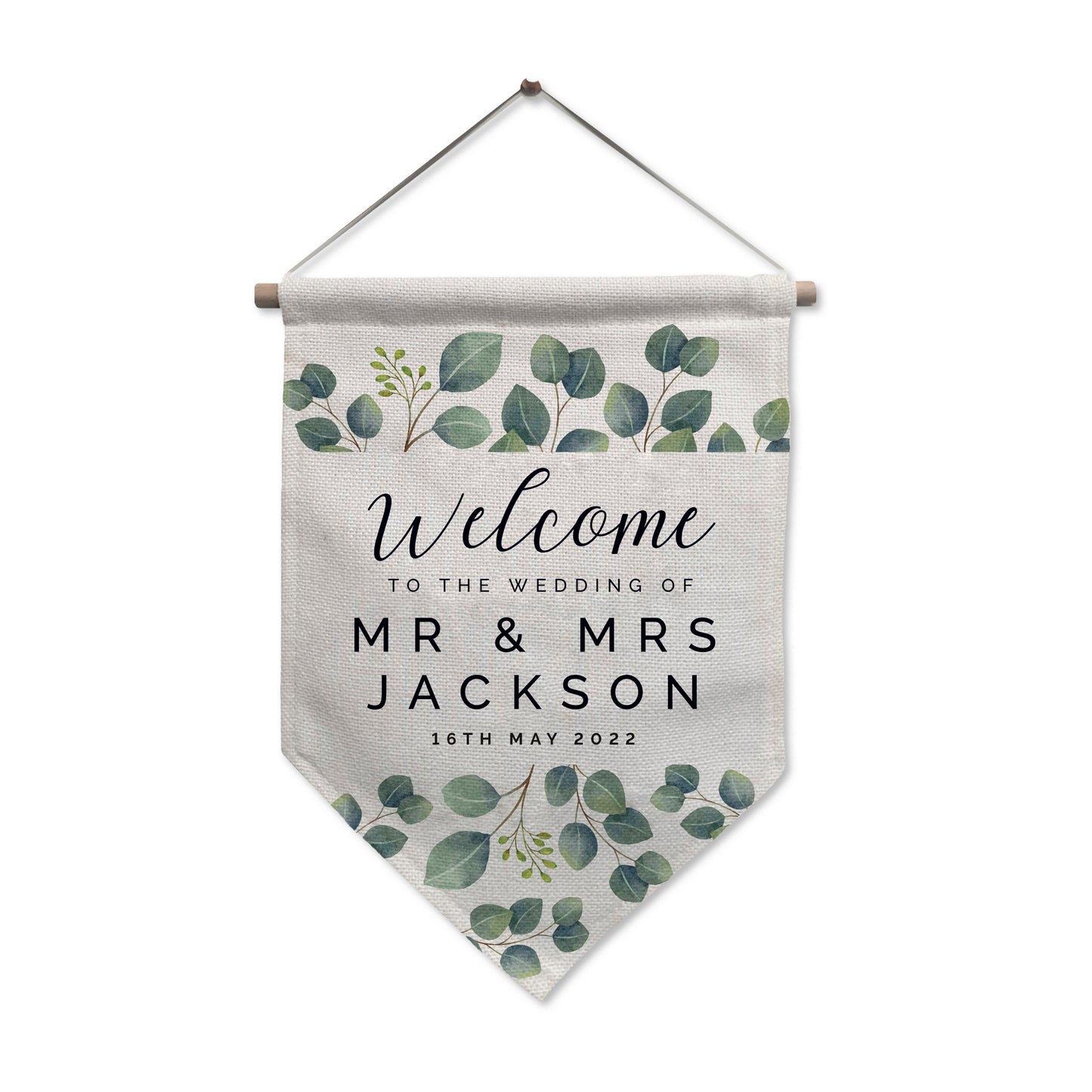 Personalised Botanical Wedding Hanging Banner 29cm