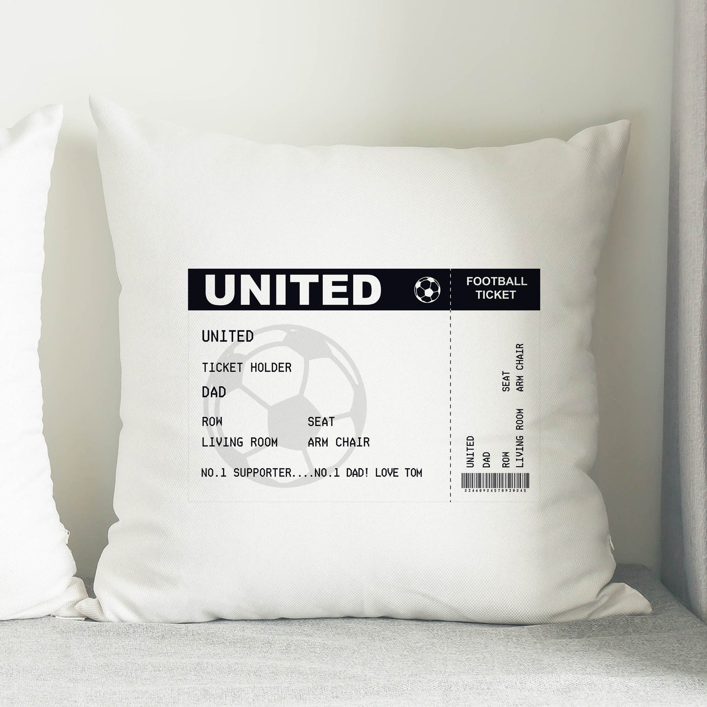 Personalised Football Ticket Cushion 33cm