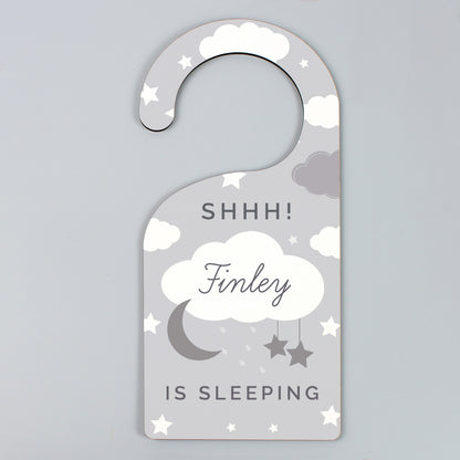 Personalised New Baby Moon and Stars Door Hanger 23cm