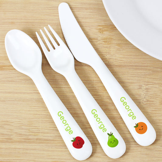 Personalised Healthy Eating Children's Plastic Cutlery