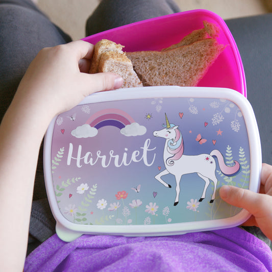 Personalised Unicorn Pink School Lunch Box