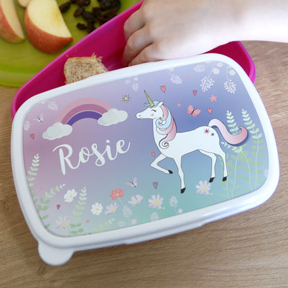 Personalised Unicorn Pink School Lunch Box